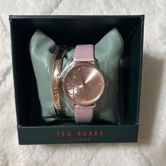 Ted Baker Phylipa Pink Rose Gold Hearts & Stars Watch & Bracelet Gift Set